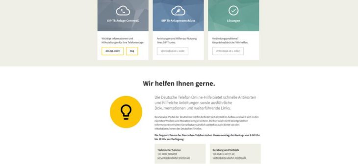Deutsche Telefon startet „Online-Hilfe“