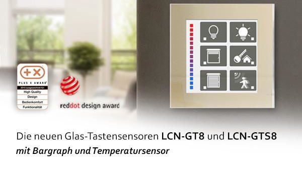 Der neue Glas-Tastensensor LCN-GT8 mit Bargraph und Temperatursensor