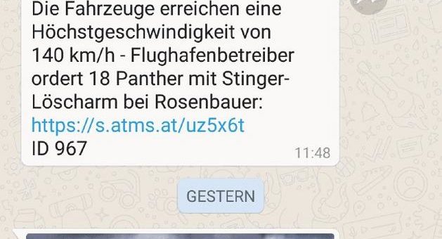 Die FEUERWEHR informiert jetzt auch per WhatsApp