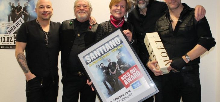 SOLD OUT AWARD für Santiano für ausverkauftes Konzert am 13. Februar 2018 in der Erfurter Messehalle