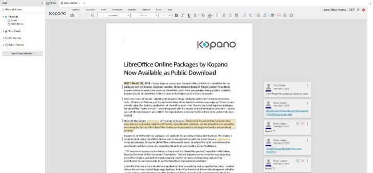 Pakete für LibreOffice Online von Kopano sind jetzt zum Download verfügbar