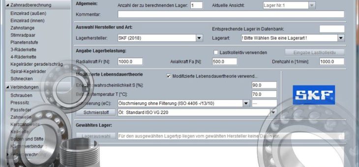 Erweiterte Funktionalitäten und neue SKFLagerdaten für Web-Berechnung