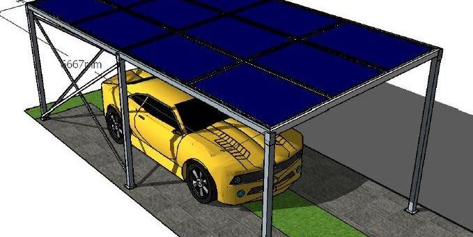 Solarcarport für 12 Solarmodule für „lau“