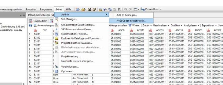 Kostenfrei von infas 360 für SAS®: PAGS Coder-Plugin inkl. Adressoptimierung und Geocodierung!