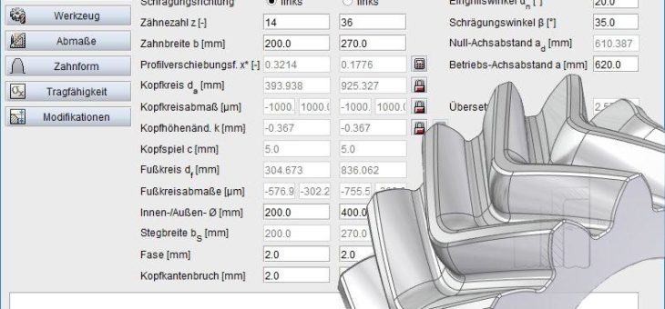 GearEngineer unterstützt Pfeilverzahnungen