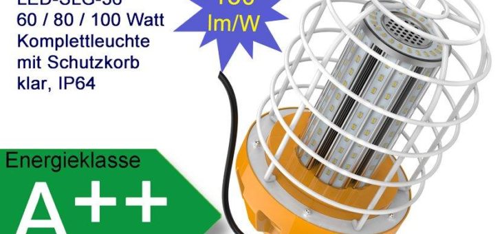 LED Leuchte mit 360°-Rundum-Lichtstrahl und Schutzkorb – Ideal zur Verwendung in der Industrie