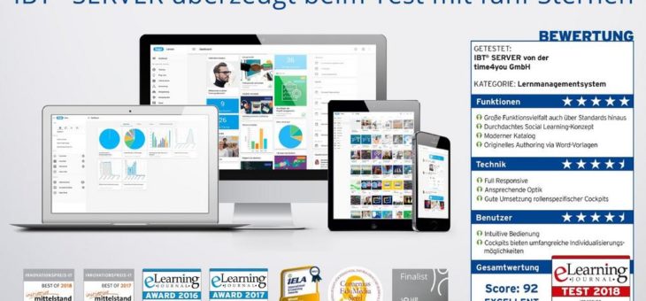 Excellente Bewertung für das LMS (Lernmanagementsystem) von time4you