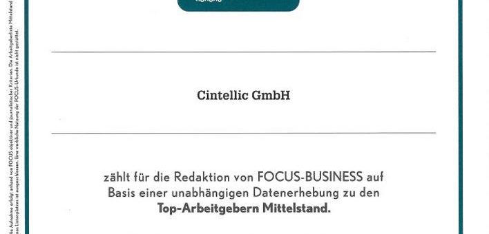 CINTELLIC Consulting Group: Platz 19 bei den Focus TOP-Arbeitgebern 2019