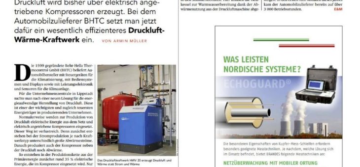 Drucklufterzeugende BHKW-Anlage wird zum BHKW des Monats August gekürt.