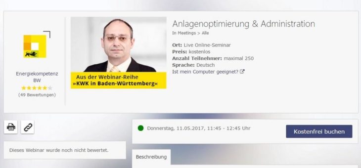Kostenloses KWK-Webinar über Betrieb, Optimierung und Administration von KWK-Anlagen