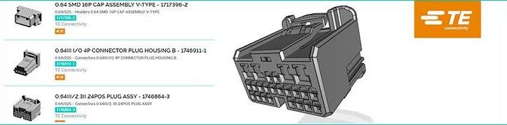 Mehr als 120.000 Produkte von TE Connectivity jetzt über die Bibliothek mit 3D-Dateien von TraceParts verfügbar