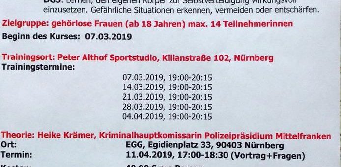 Selbstverteidigungskurse speziell für gehörlose Frauen
