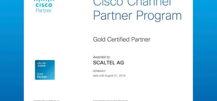 Die SCALTEL Gruppe startet wieder mit höchstem Partnerstatus bei der Cisco Systems GmbH in das neue Jahr