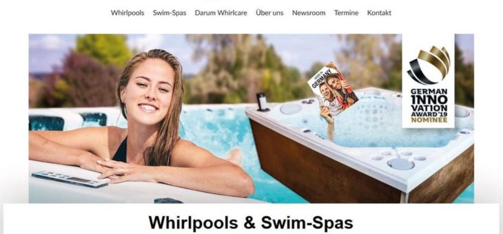 Modernes Design, frischer Content, klare Struktur: die neue Whirlcare-Webseite