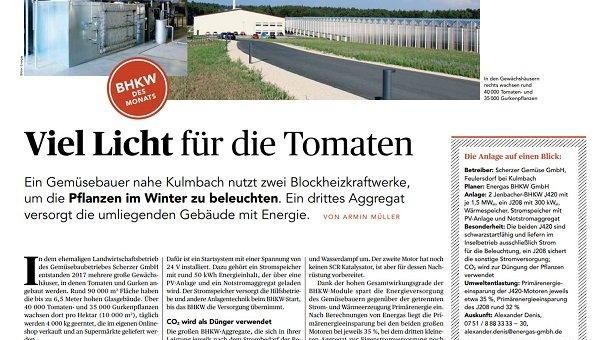 BHKW eines Gemüsebauers wird zum BHKW des Monats Februar gekürt