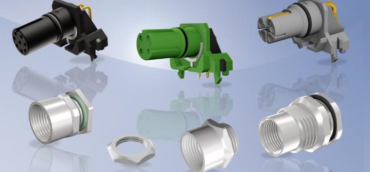 M12x1 2-teilige Leiterplattenflansche gewinkelt, Isolierkörper mit O-Ring
