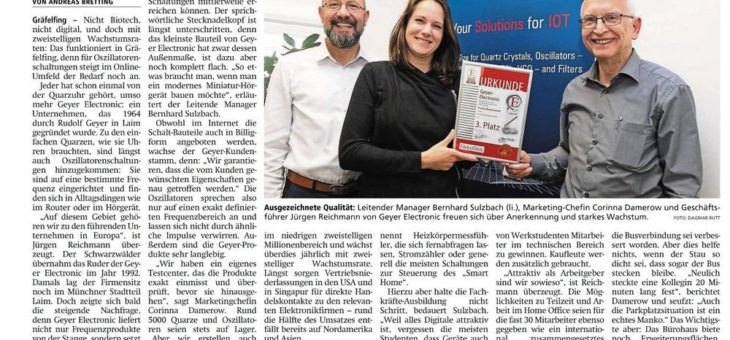 Auch in der regionalen Zeitung gibt es Neuigkeiten von Geyer electronic