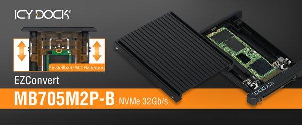 ICY DOCK EZConvert MB705M2P-B M.2 PCIe NVMe SSD zu 2,5″ U.2 PCIe SSD Konverter Adapter