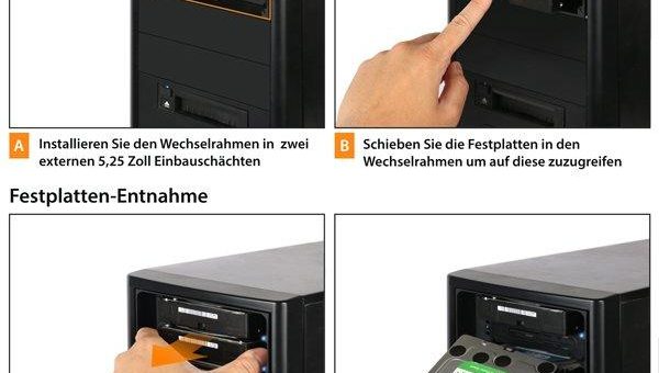 ICY DOCK flexiDOCK MB830SP-B – Trägerloser 3x 3,5 Zoll SATA/SAS Festplatten-Wechselrahmen