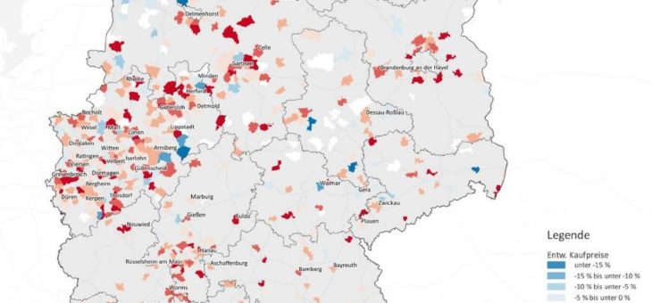 Mittelstädte: Nur vereinzelt Kaufpreisrückgänge in der Mitte Deutschlands