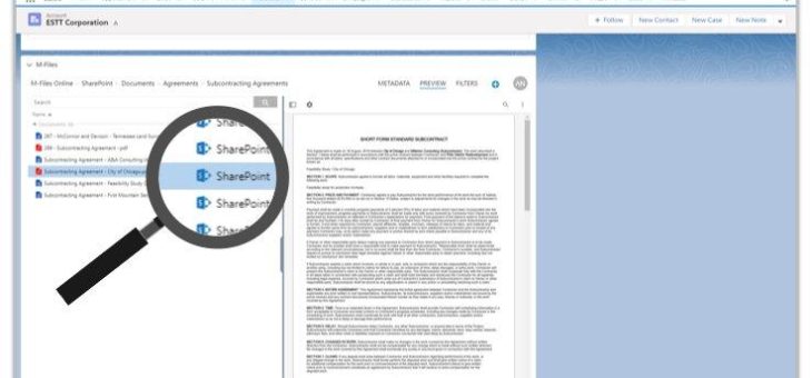 M-Files Ground Link verbindet Salesforce mit Dokumenten in lokalen SharePoint-Bibliotheken
