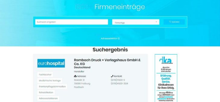 eurohospital der digitale Einkaufsführer für den professionellen Klinikbedarf