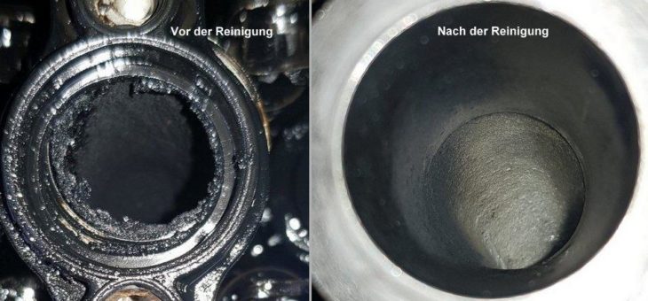 Stark verkrustet – IROsoft Cleantech reinigt Zylinderkopf und Ventile in eingebautem Zustand bei einem BMW X3