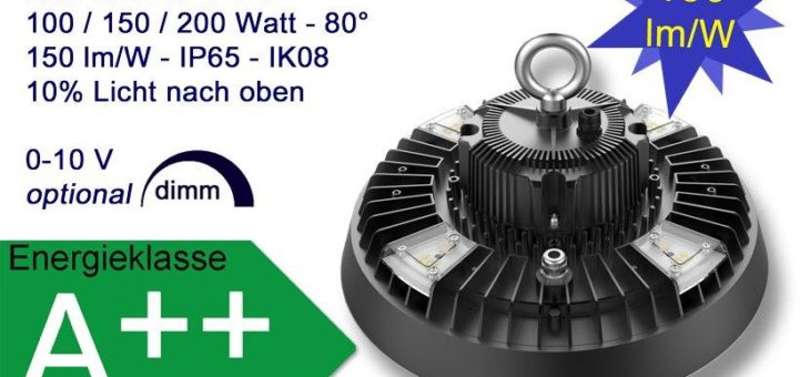 Die neue LED Hallenleuchte mit 10% Abstrahlwinkel nach oben