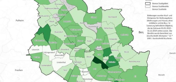 Renditen in Köln: Meschenich vorn, Hahnwald ist Schlusslicht