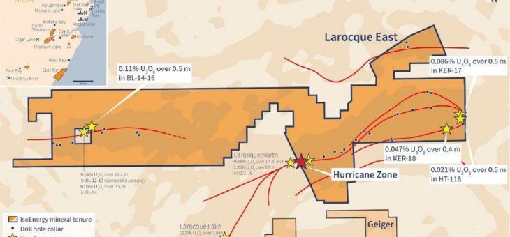 IsoEnergy durchschneidet 8,5m mit 33,9% U3O8, einschließlich 5,0m mit 57,1% U3O8 in der Hurricane-Zone und erweitert das Bohrprogramm
