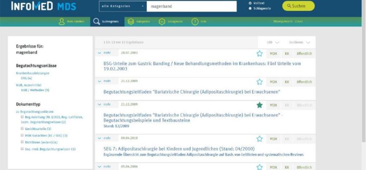 Neue Informationsdatenbank für die medizinischen Dienste