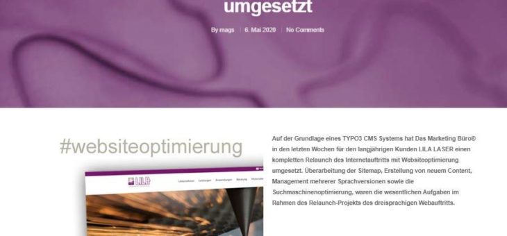 Kompletter Relaunch mit Websiteoptimierung umgesetzt