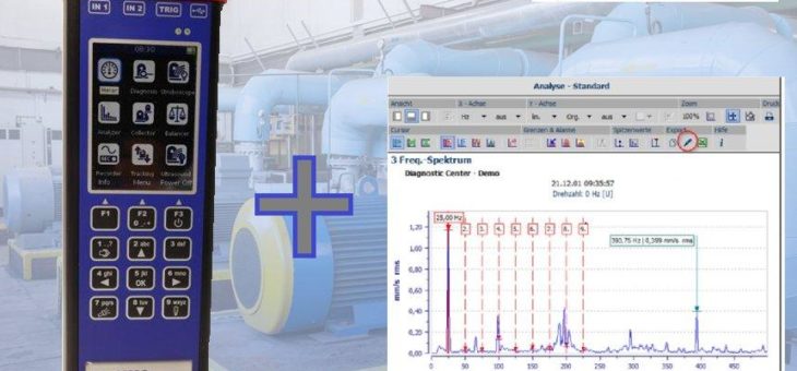 Neue Packagelösung aus Hard- und Software für mobile Schwingungsanalyse und Instandhaltung von rotierenden Maschinen (Motoren, Pumpen, Ventilatoren…)