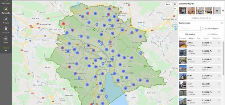 geomap integriert Angebotsdaten für Wohnimmobilien für die Schweiz