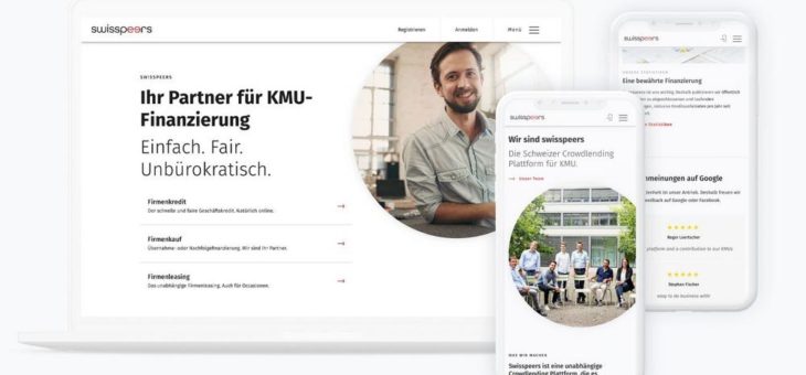 Neuer Swisspeers Onlineauftritt mit Unterstützung der UI-/UX-Experten von foryouandyourcustomers Feldkirch