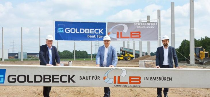 Goldbeck und ILB Logistik feiern Stützenfest zum Multi-User-Warehouse in Emsbüren