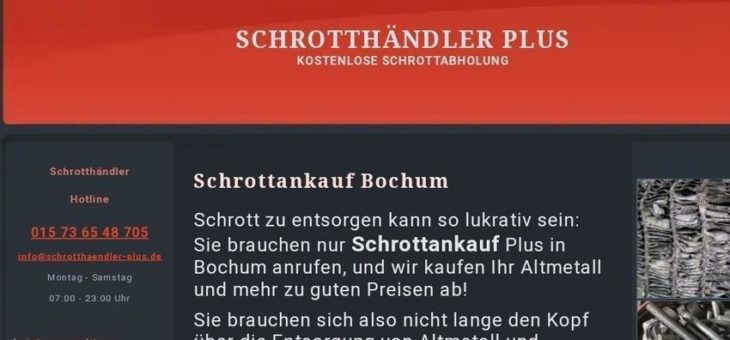 Schrottankauf in Bochum Gute Preise für ihre schrott und Altmetall
