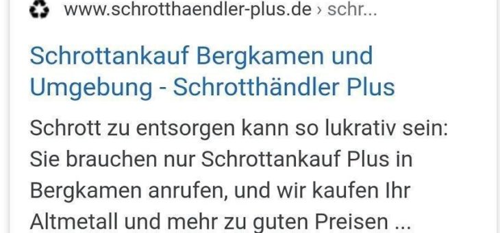 Schrottankauf in Bergkamen – Machen Sie ihren Schrott zu Geld