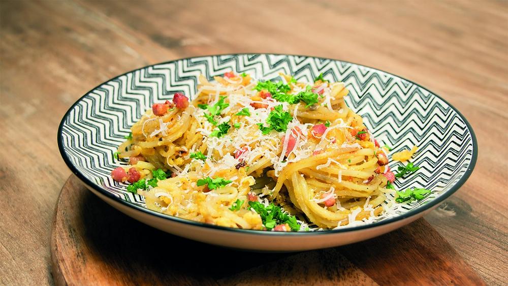 Abwechslungsreiche Gerichte für Kinder KartoffelSpaghetti Carbonara