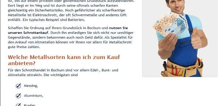 Schrottankauf in Bochum Barzahlung bei Abholung Schrottabholung.org