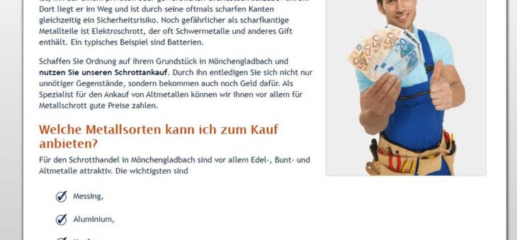 Schrottankauf in Mönchengladbach nimmt Schrott von Jedermann entgegen