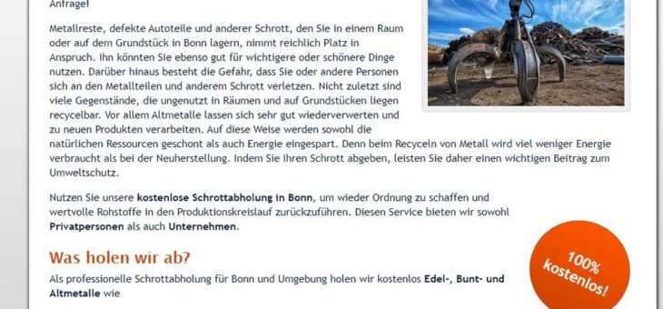 Schrottentsorgung durch die Schrottabholung in Bonn