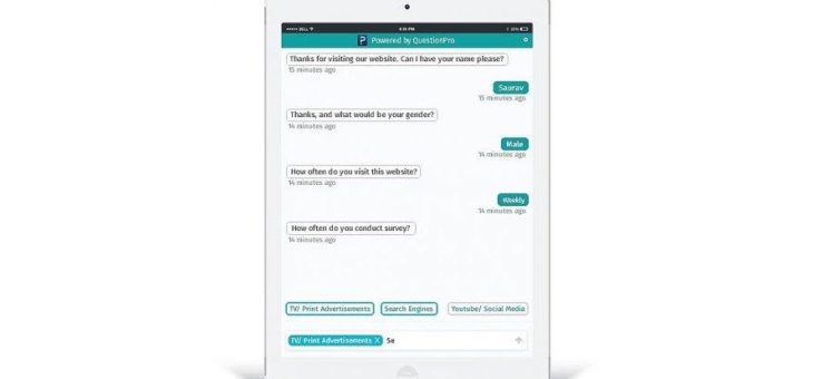 Der interaktive, intelligente Chat-Fragebogen von QuestionPro: Mehr Umfrageteilnehmer, mehr Feedback, mehr Spaß an der Befragung