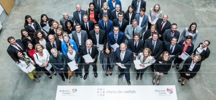 Über 20 Unternehmen und Organisationen aus Heilbronn-Franken werden am 30.05.2017 der „Charta der Vielfalt“ feierlich beitreten