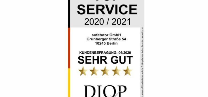 Top Service (DIQP) Auszeichnung für Sofatutor