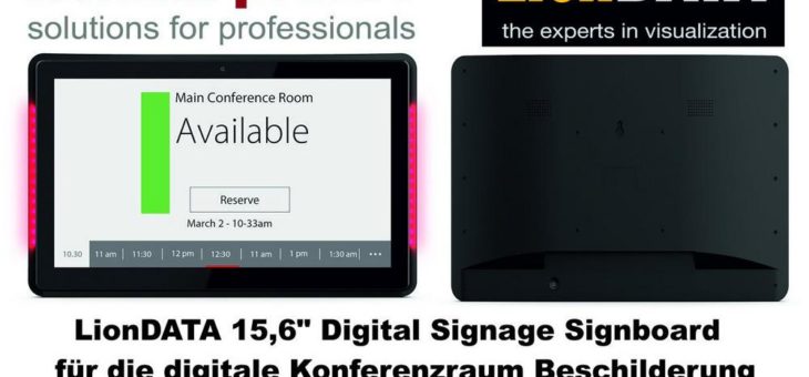 Digital Signage: itworx-pro GmbH – LionDATA 15,6 Zoll Digital Signage Signboards für die digitale Konferenzraum Beschilderung