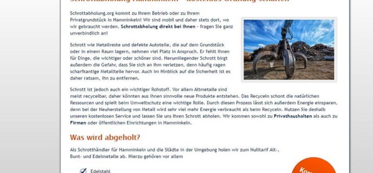 Die Schrottabholung in Hamminkeln holt Ihren Altmetallschrott ab