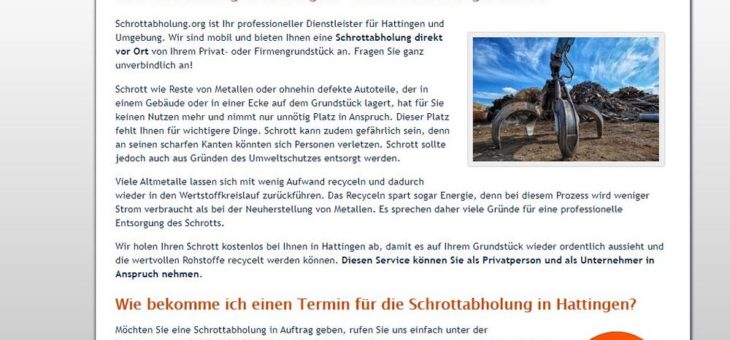 Die Schrottabholung Hattingen bieten für den Schrott gutes Geld über Schrottabholung.org