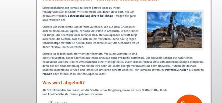 Schrottabholung in Soest: Wir entsorgen Ihren Schrott über Schrottabholung.org