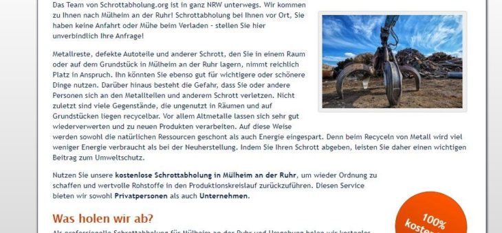 Die Schrottabholung in Mülheim an der Ruhr macht es Ihnen leicht, Ihr Altmetall loszuwerden